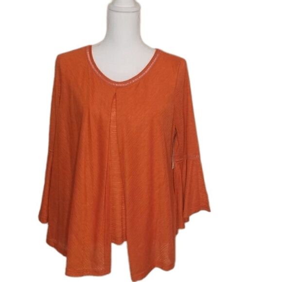 Passports, Orange Split Frnt/Back, Bell Sleeve Top - Picture 1 of 8